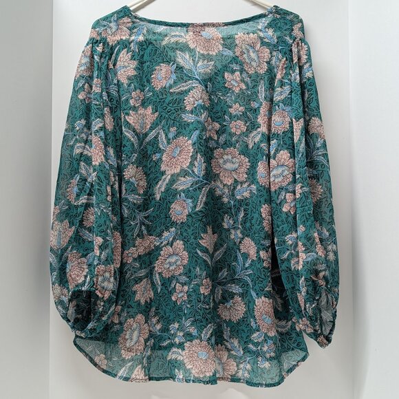 Torrid Chiffon Lurex Button-Up Blouse in Green - NWOT - Picture 4 of 16